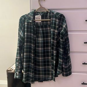 Dark green flannel from blue notes, cotton, boyfriend fit, size medium for women